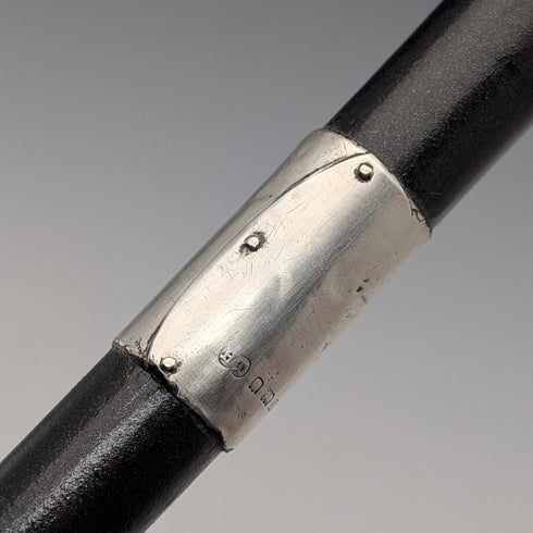 1919年 英国アンティーク 紳士用 曲がりハンドル 純銀装飾 ステッキ 杖 91cm Henry Tracy&Sons